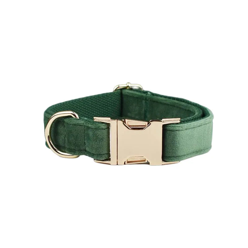 *Forest Green Velvet Collar & Leash