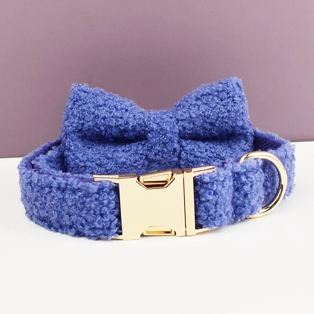 Midnight Indigo - (Blue Purple)   PlushPooch Collar + Bow +  Leash Set