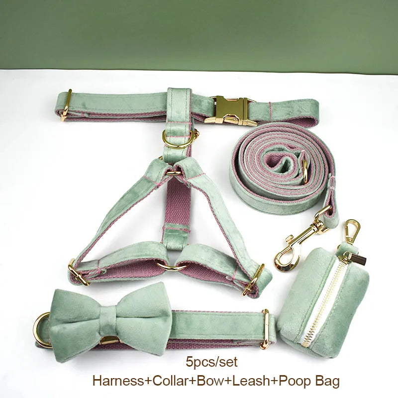 Mint Green With Red Base Velvet Walk Set