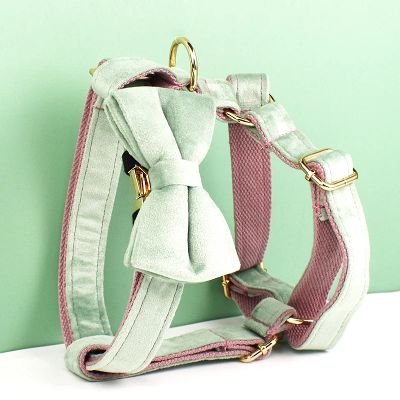 *Mint Green With Red Base Velvet Harness