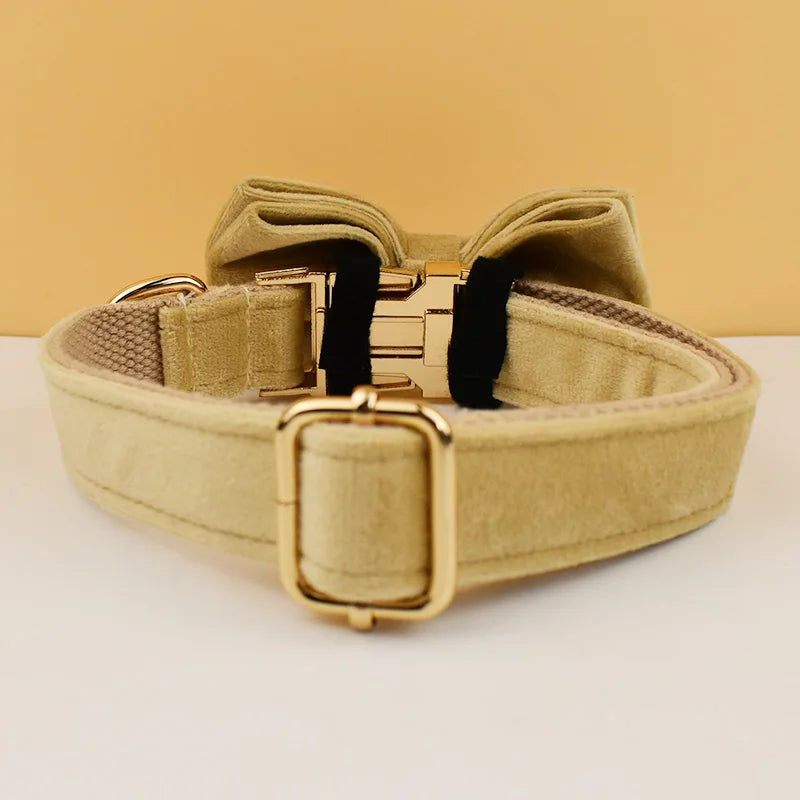 Nude Velvet Collar & Leash