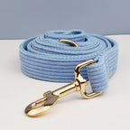 Blue Corduroy Dog Collar & Leash