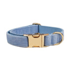 Blue Corduroy Dog Collar & Leash