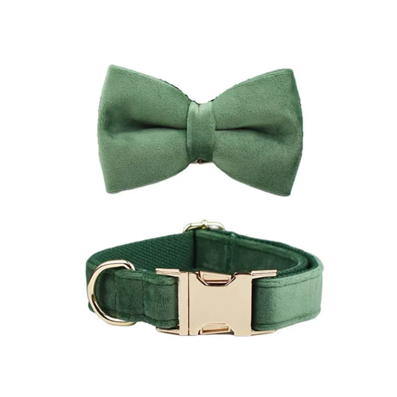*Forest Green Velvet Collar & Leash