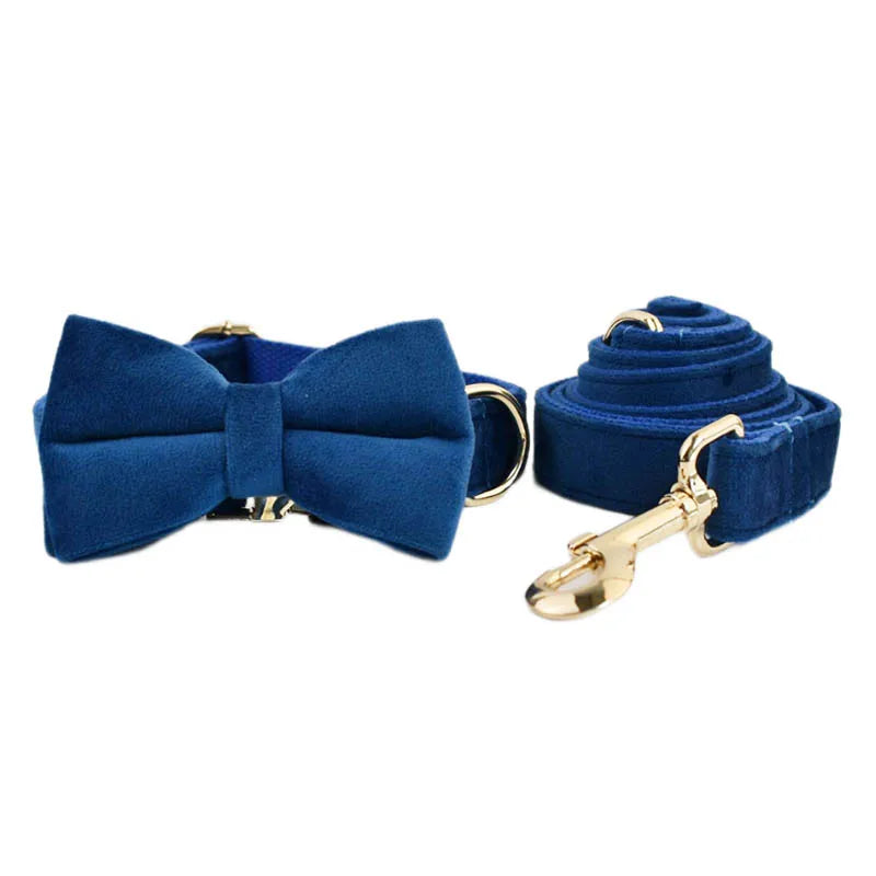 Azure Velvet Collar & Leash