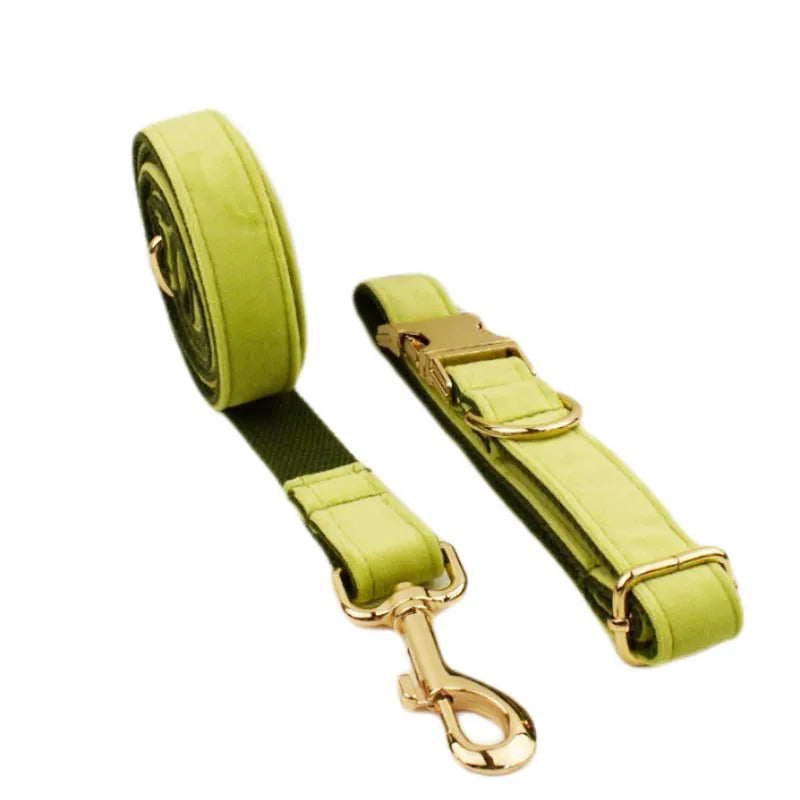 Avocado Velvet Collar & Leash