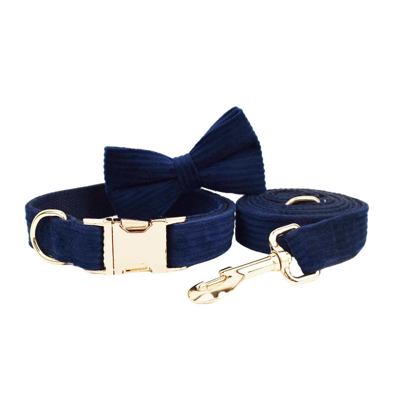 Oxford Blue Corduroy Collar & Leash