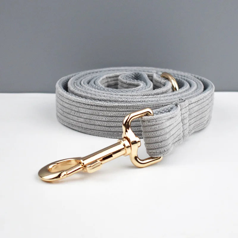 Light Grey Corduroy Collar & Leash