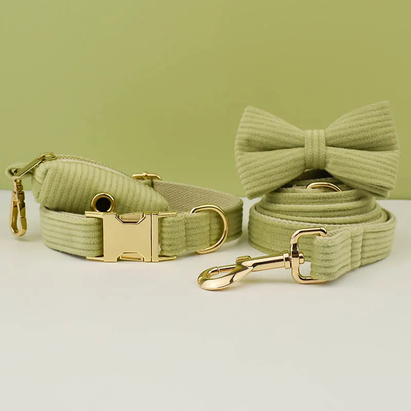 Fruit Green Corduroy Collar & Leash