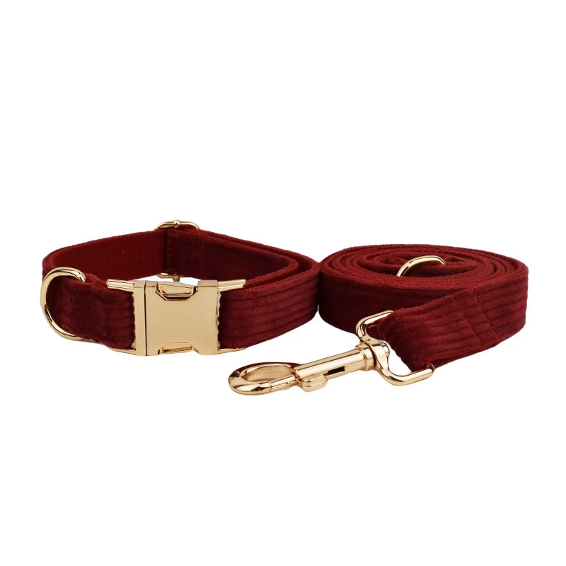 Red Corduroy Collar & Leash