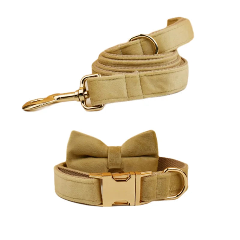 Nude Velvet Collar & Leash