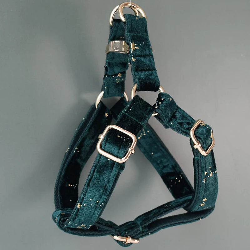 Emerald Gold Bow + Harness & Leash Set