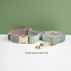 Mint Green with Red Base Velvet Collar & Leash