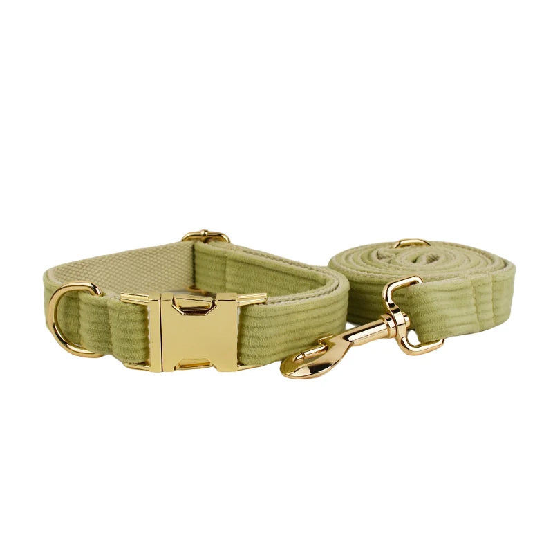 Fruit Green Corduroy Collar & Leash