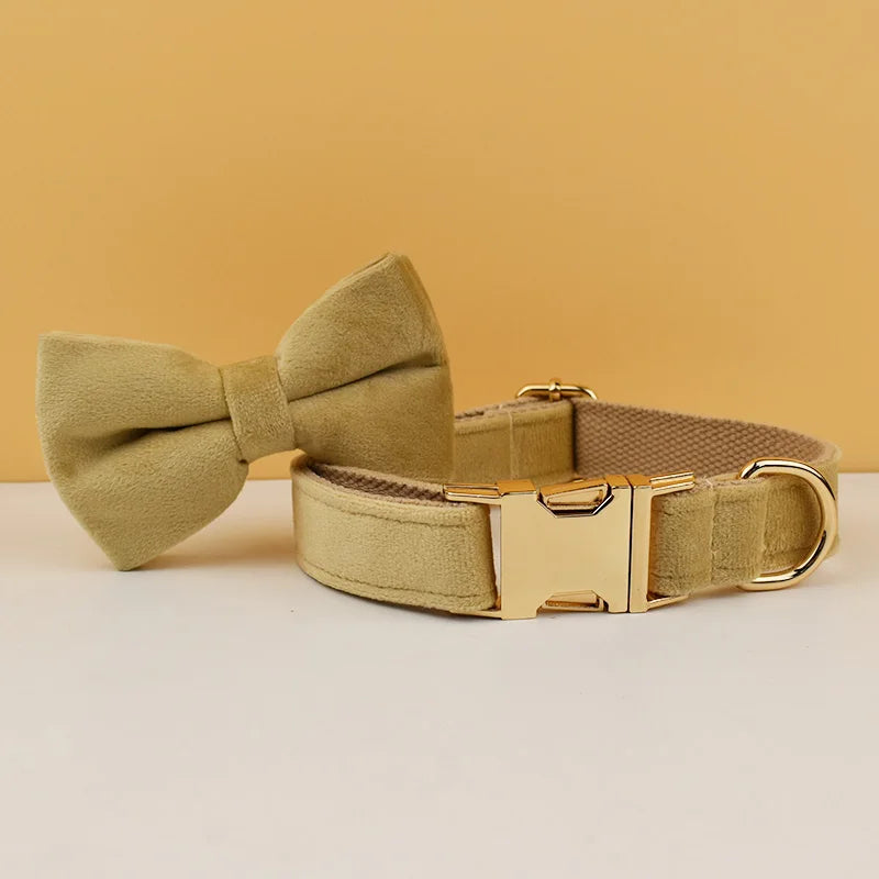 Nude Velvet Collar & Leash