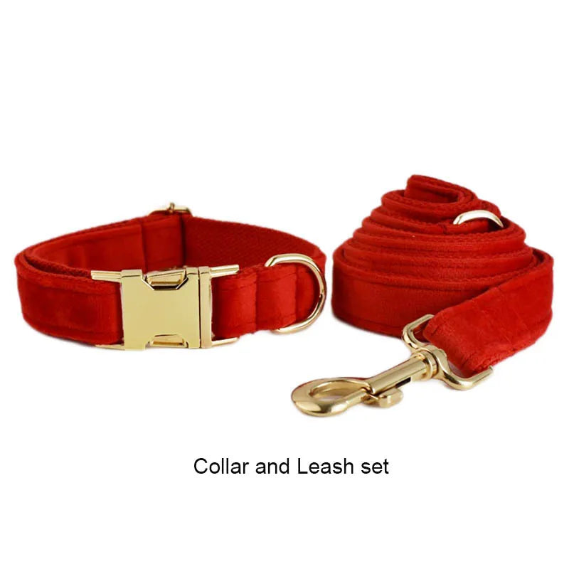 Ruby Red Velvet Collar & Leash