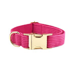 Hot Rose Corduroy Collar & Leash