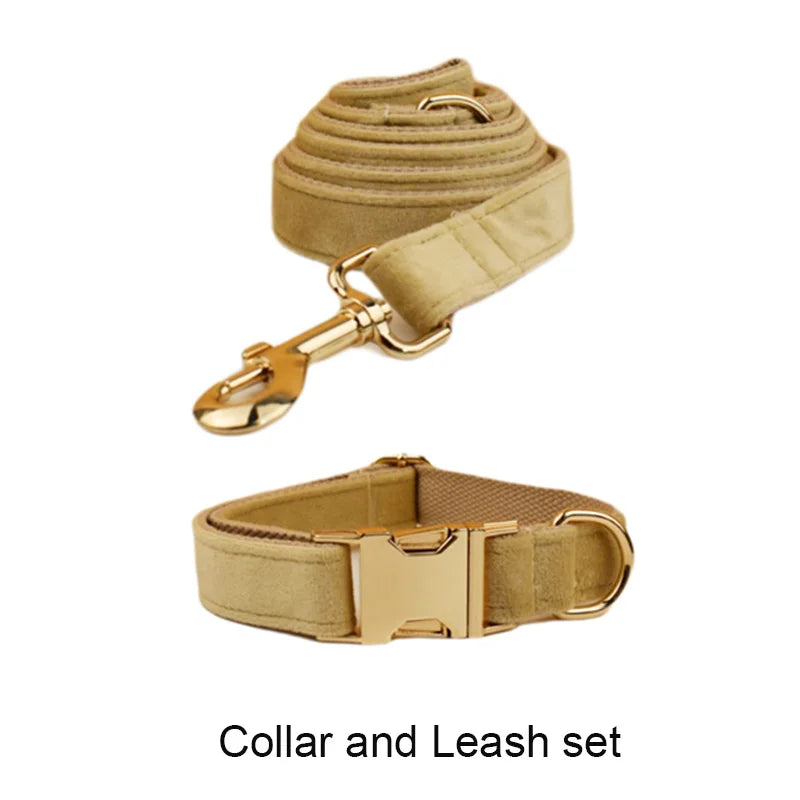 Nude Velvet Collar & Leash