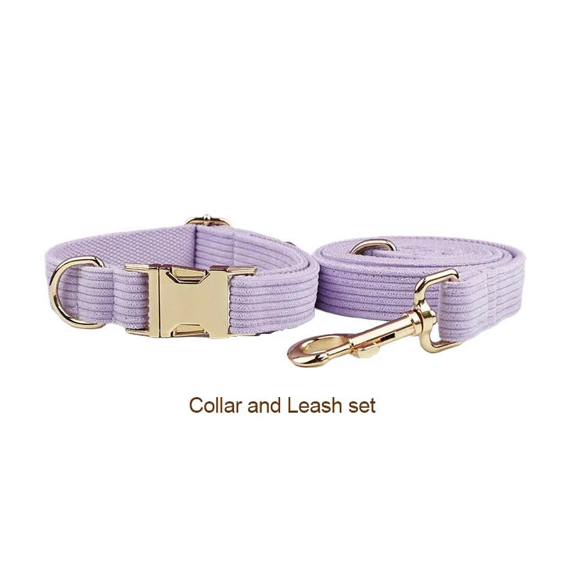 Lilac Corduroy Collar & Leash
