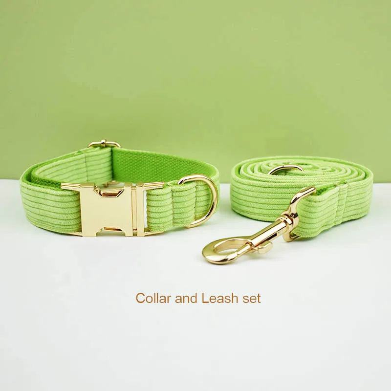Apple Fruit Green Corduroy Collar & Leash