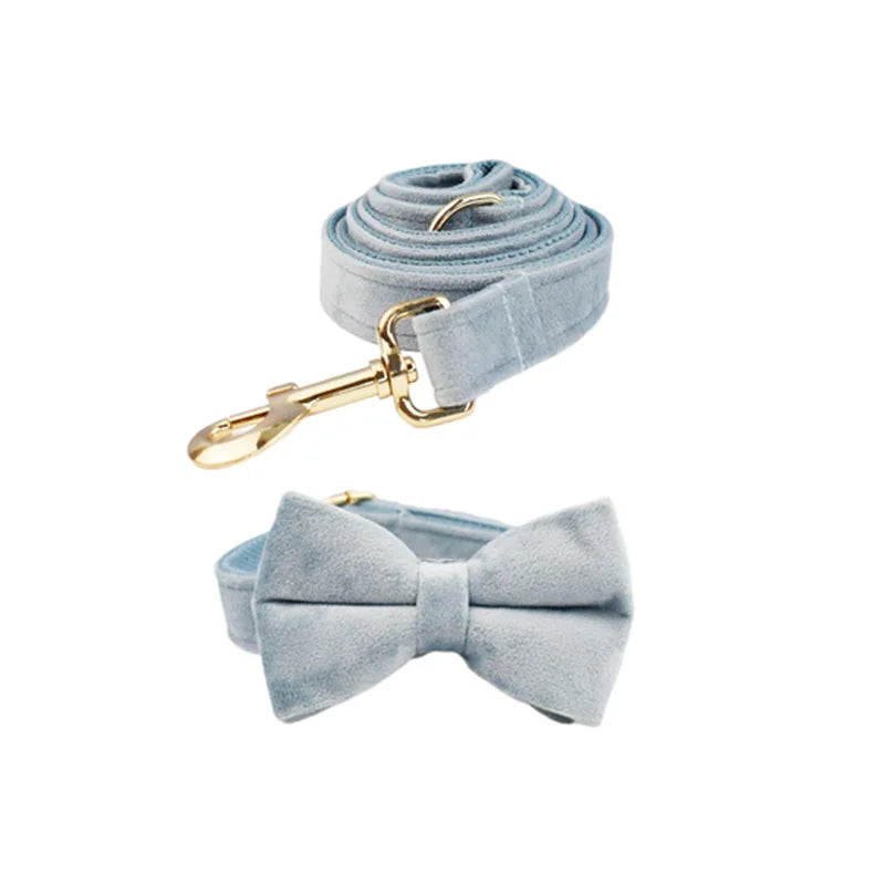 Nordic Blue Velvet Collar & Leash