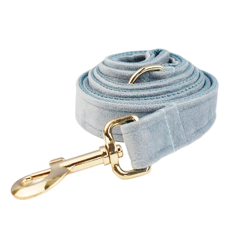 Nordic Blue Velvet Collar & Leash