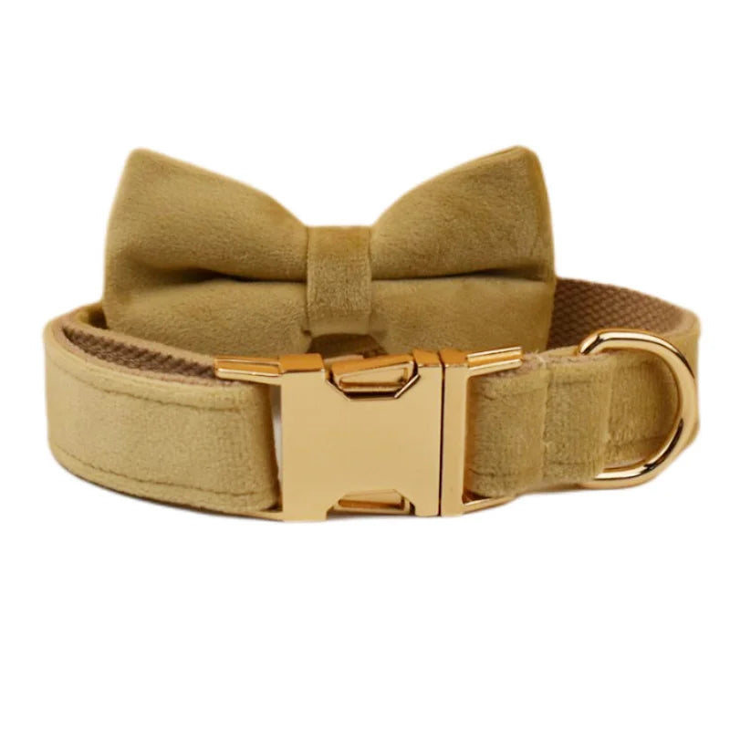 Nude Velvet Collar & Leash