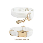White Corduroy Collar And Leash