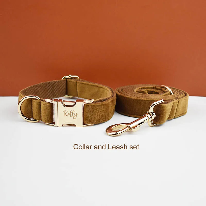 Cinnamon Velvet Collar & Leash