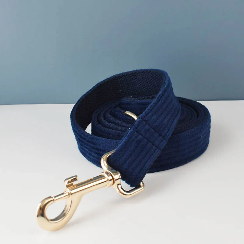 Oxford Blue Corduroy Collar & Leash