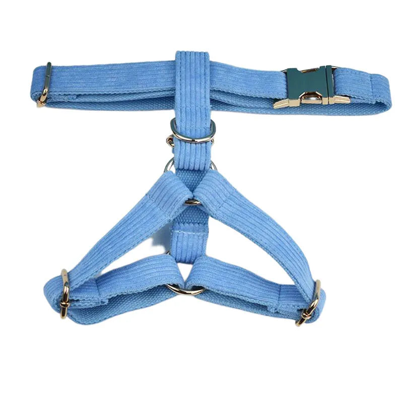 Blue Corduroy Dog Harness