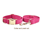 Hot Rose Corduroy Collar & Leash