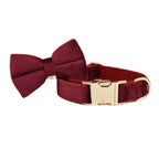 Red Wine Velvet Collar & Leash Set