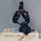 Midnight Blue Bow + Harness & Leash Set