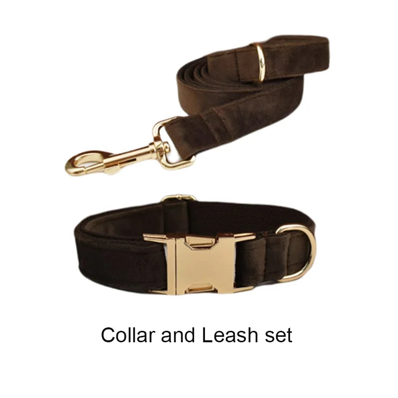 Chocolate Velvet Collar & Leash