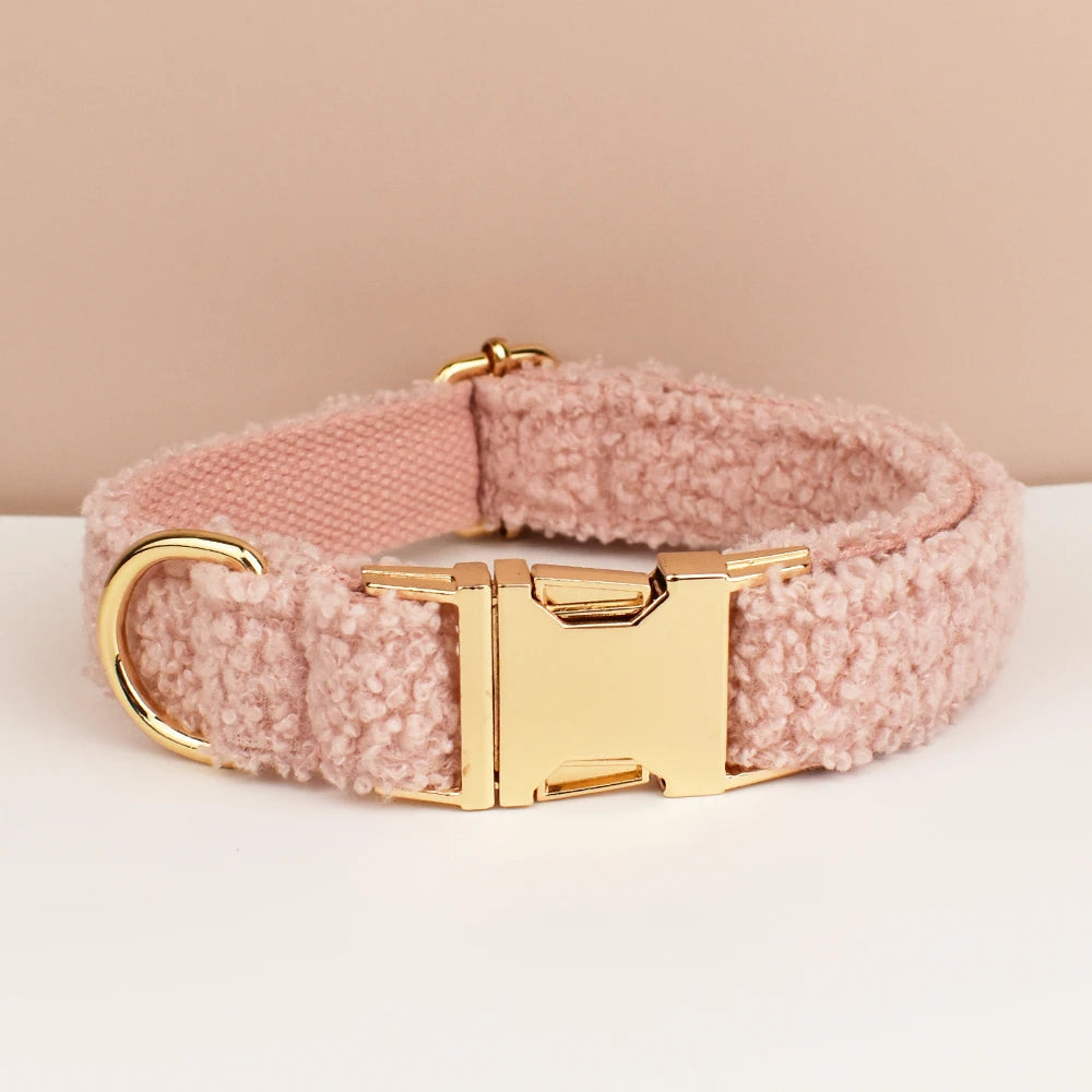 Blush   PlushPooch Collar + Bow +  Leash Set