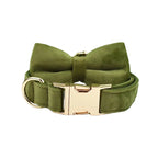 Army Green Velvet Collar & Leash