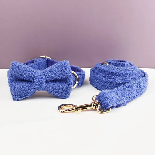 Midnight Indigo - (Blue Purple)   PlushPooch Collar + Bow +  Leash Set