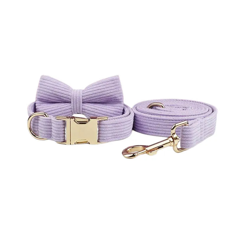 Lilac Corduroy Collar & Leash