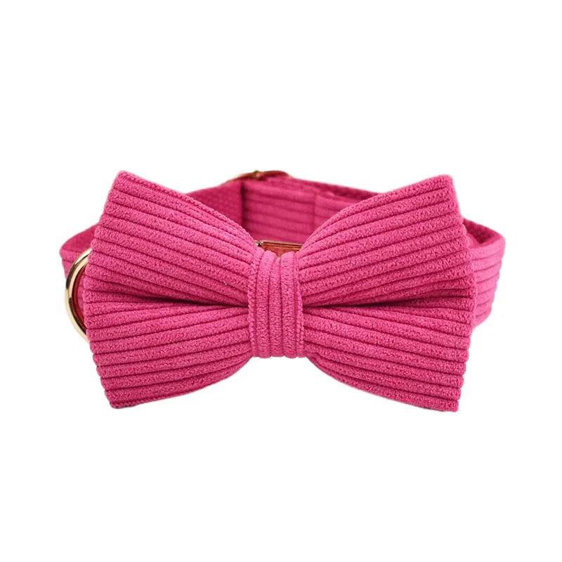 Hot Rose Corduroy Collar & Leash