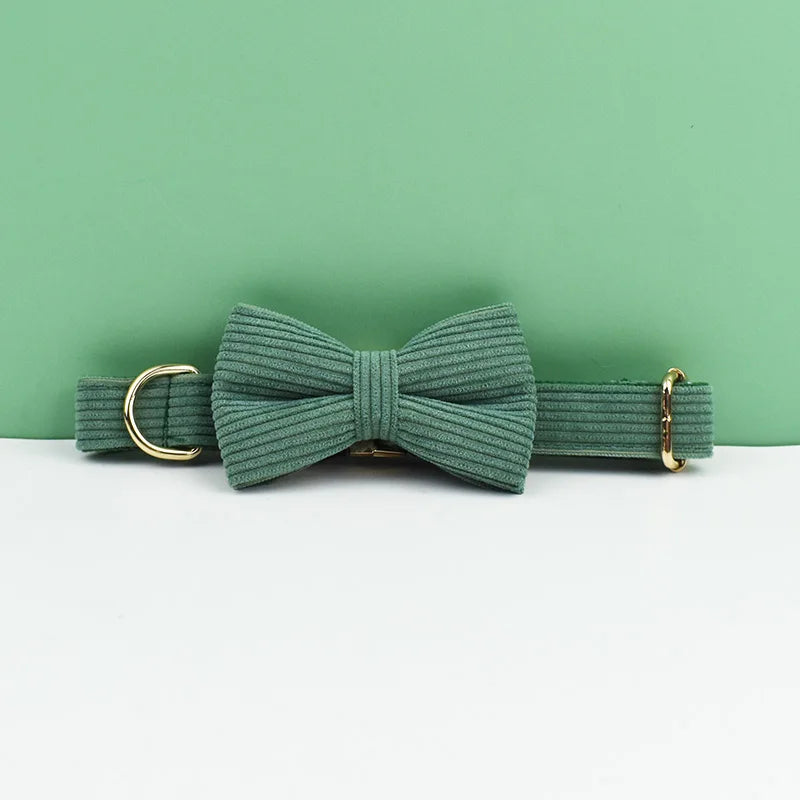 Dark Green Corduroy Collar & Leash