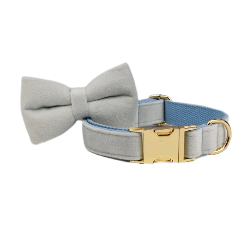 Sky Velvet Collar & Leash