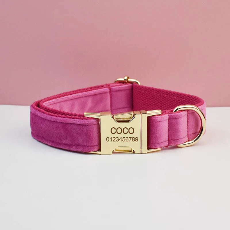 Raspberry Pink Velvet Collar & Leash