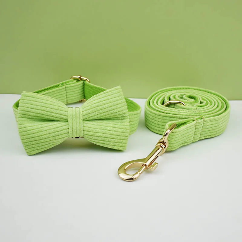 Apple Fruit Green Corduroy Collar & Leash