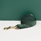 Hunter Green Velvet Collar & Leash