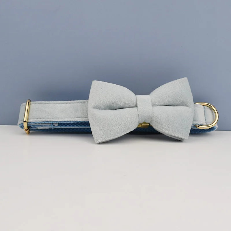 Sky Velvet Collar & Leash