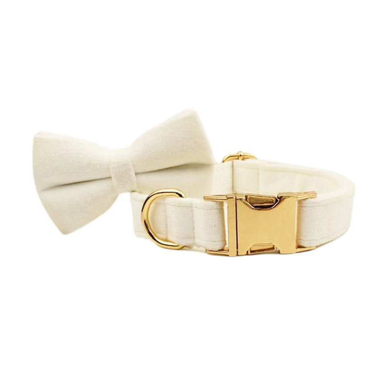 Milky White Velvet Collar & Leash