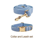 Blue Corduroy Dog Collar & Leash