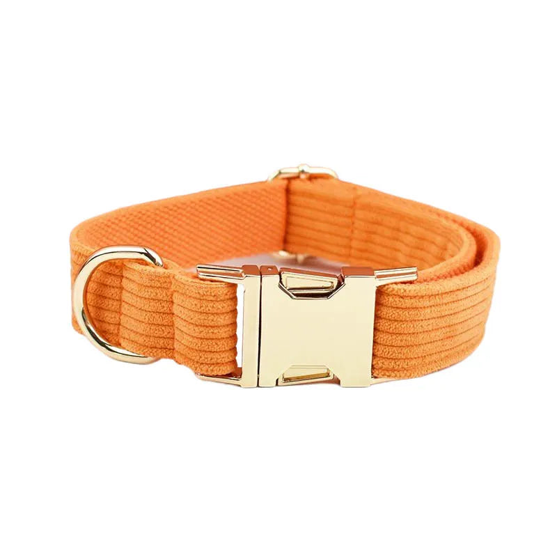 Orange Corduroy Collar & Leash